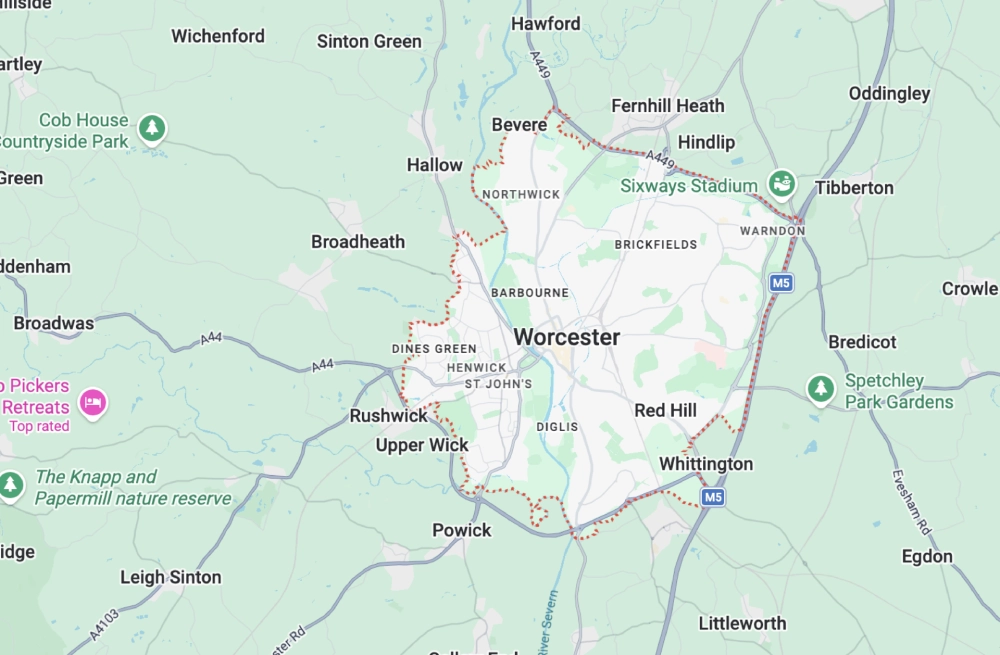 Coverage map of Worcester area